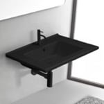 CeraStyle 067307-U-97 Matte Black Ceramic Bathroom Sink, Rectangular